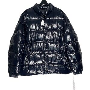 Calvin Klein Dark Blue Shiny Puffer Jacket XL Sorona Aura Water Wind Resistant